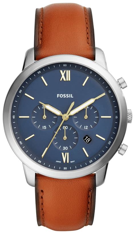 neutra chronograph brown leather watch fossil